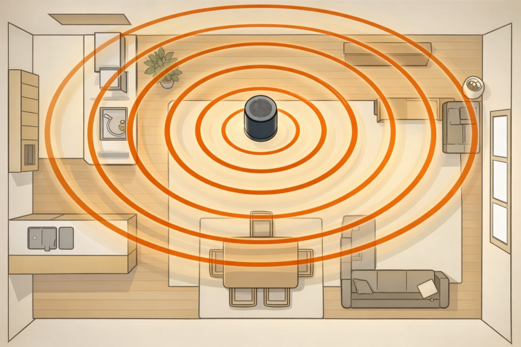 部屋の中央付近に設置するメリット