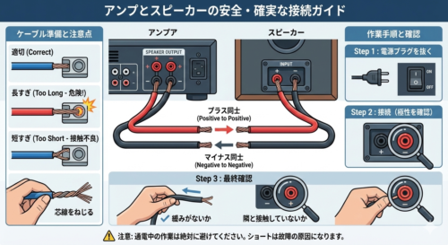 アンプと天井スピーカーの接続方法
