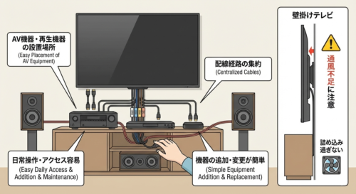 テレビ裏に配線を集める場合の特徴