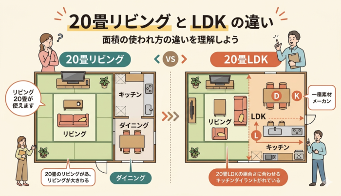 20畳リビングとLDKの違いと実際の広さ
