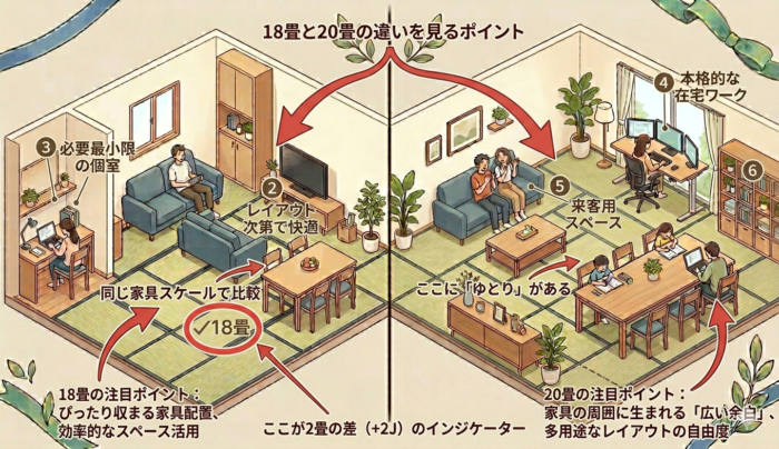 18畳と20畳の違いはどれくらいあるのか