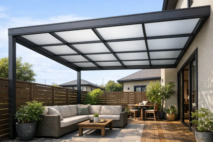 ルーバーや屋根で遮る