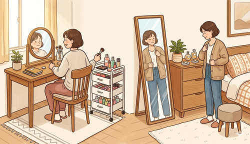 独立洗面台がないためドレッサー代わりの作り方