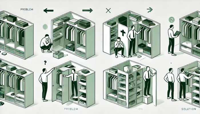 ウォークインクローゼットのコの字のデッドスペース解決法