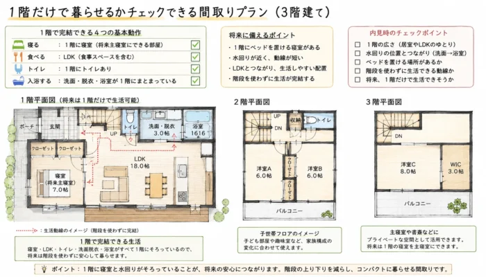 1階だけで暮らせるか確認する
