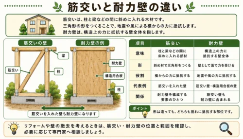 筋交いと耐力壁の違い
