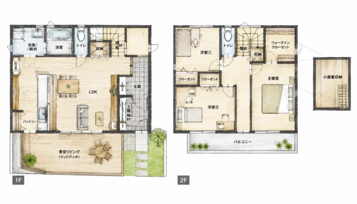 2階建てで暮らしやすい間取り図