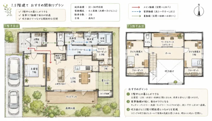 おすすめの1.5階建て間取り図