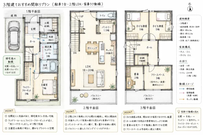 おすすめの3階建て間取り図