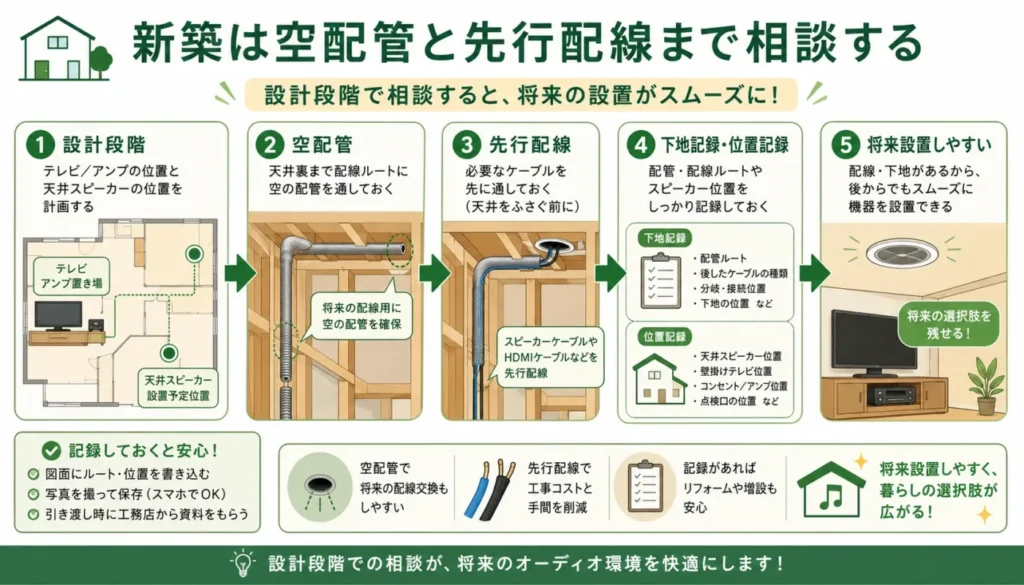 新築は空配管と先行配線まで相談する