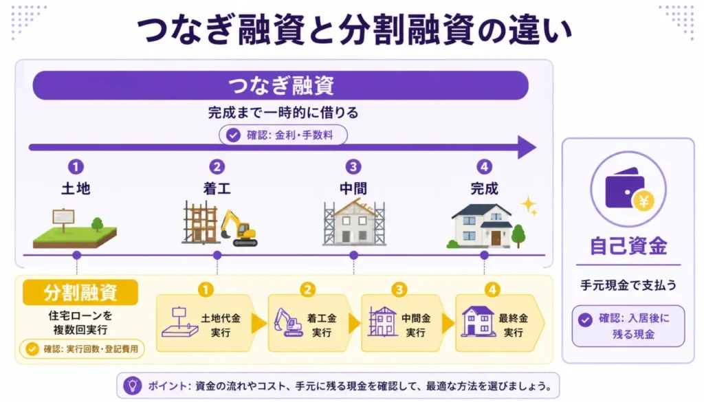 つなぎ融資と分割融資の違い