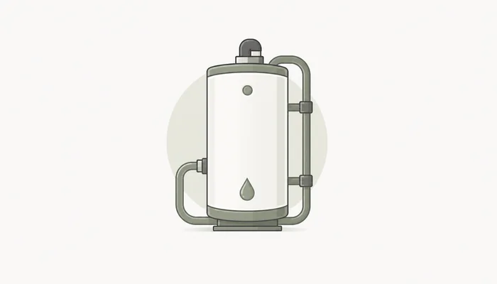 配管を備えた住宅用給湯器のイラスト