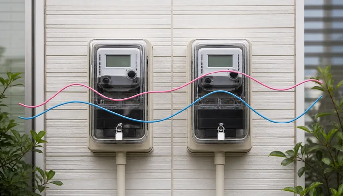 二つの電気メーターで料金比較を表した住宅設備